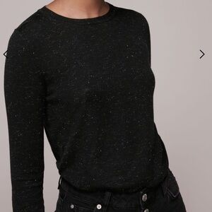 Whistles Sparkle Knit Sweater with shark bite split hem sleeves